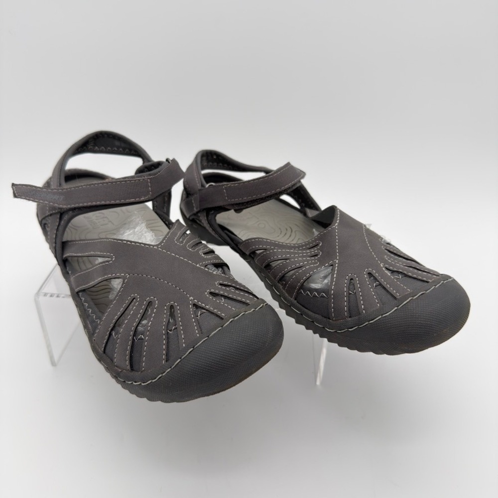 JSport by Jambu Women's 13 Gray Closed Toe Fisherman Sport Sandals Hook Loop